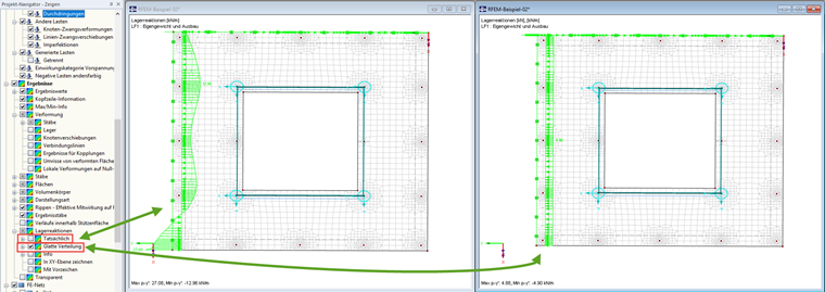 Verteilung der Lagerreaktionen auswählen