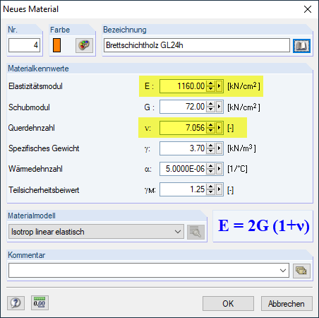 Zusammenhang zwischen E-Modul, Schubmodul und Querdehnzahl