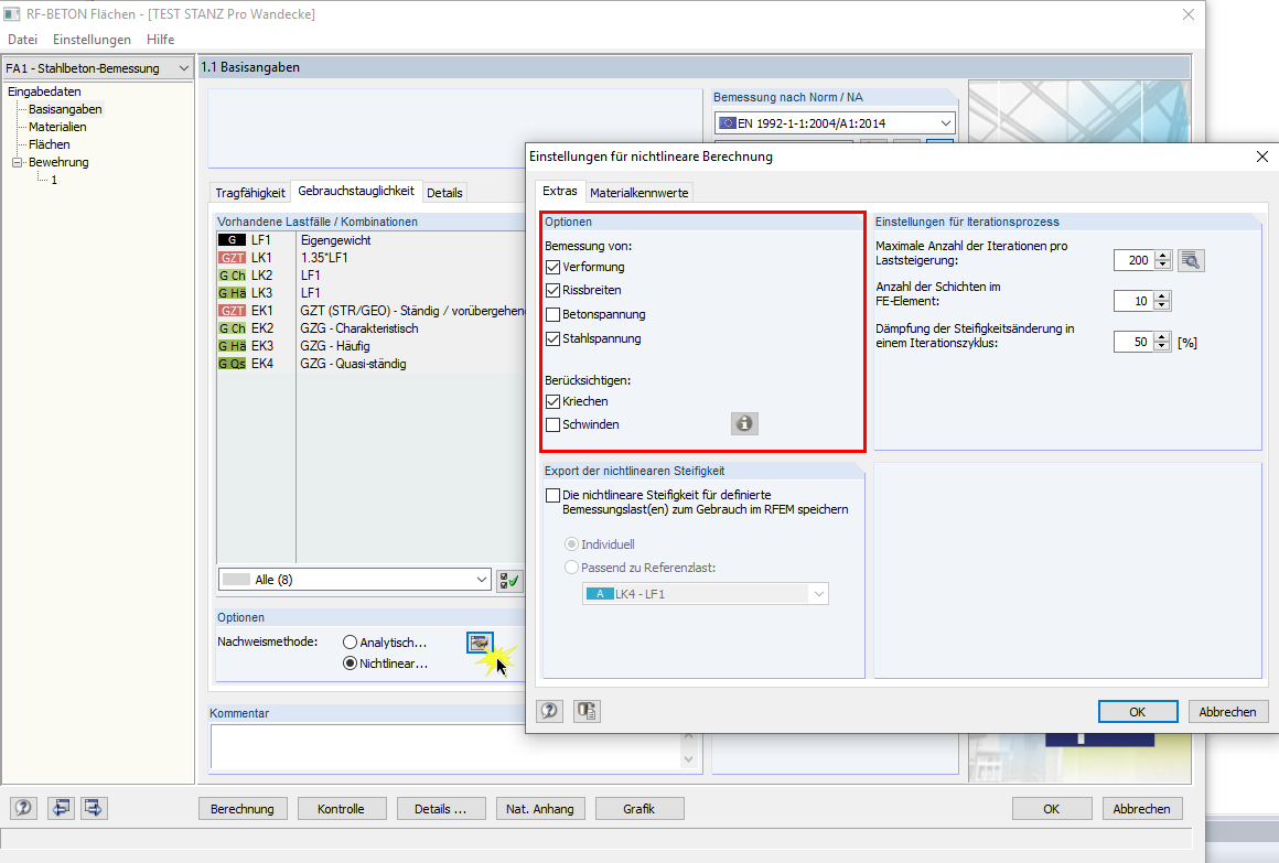 Nichtlineare Berechnung der Verformungen