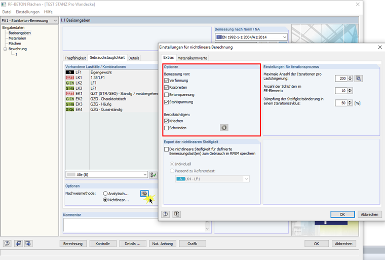 Nichtlineare Berechnung der Verformungen