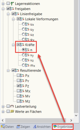 Kräfte "n" für Linienfreigabe