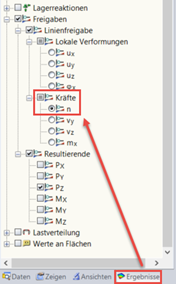 Kräfte "n" für Linienfreigabe