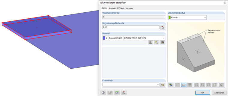 Aufeinanderliegende Flächen über Kontaktvolumen modellieren