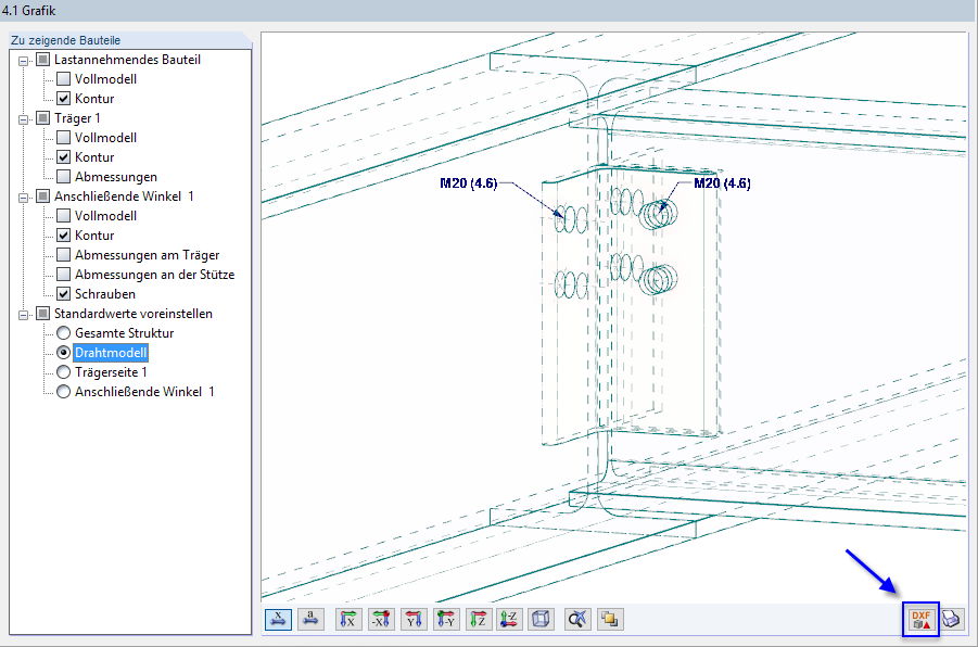 Schaltfläche "Export DXF"