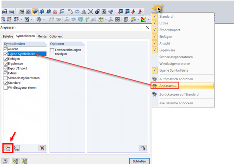 Eigene Symbolleiste erstellen