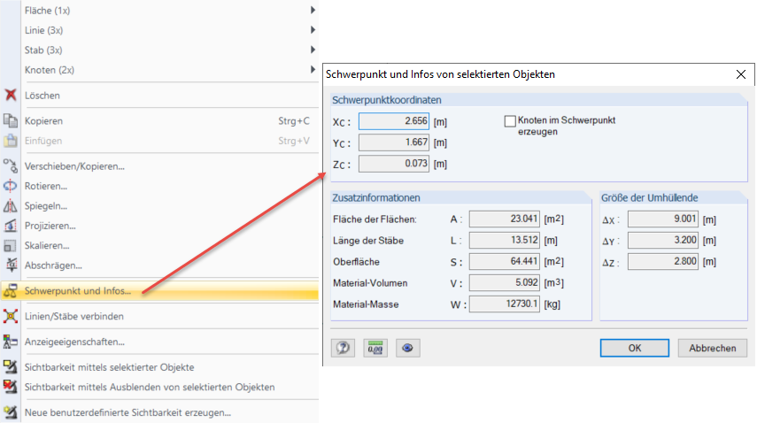 Funktion "Schwerpunkt und Infos"