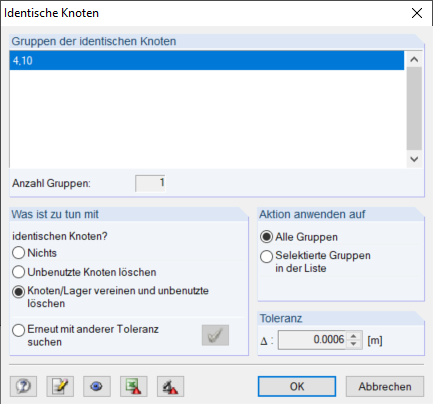 Modellkontrolle für "Identische Knoten"