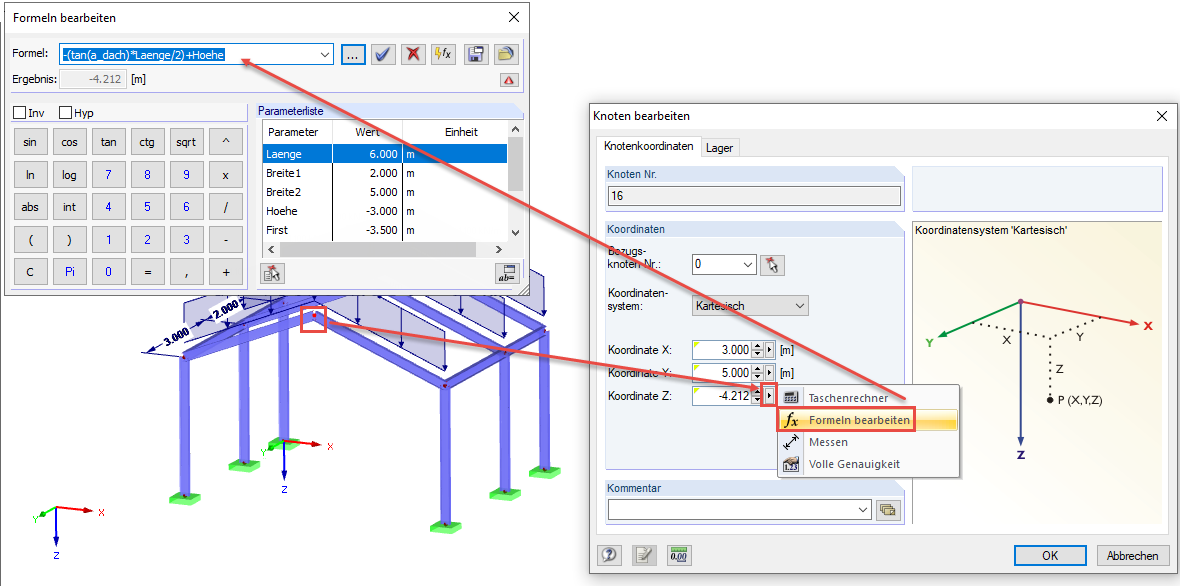 Formel für Parametrisierung bearbeiten