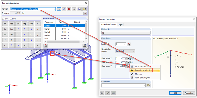 Formel für Parametrisierung bearbeiten