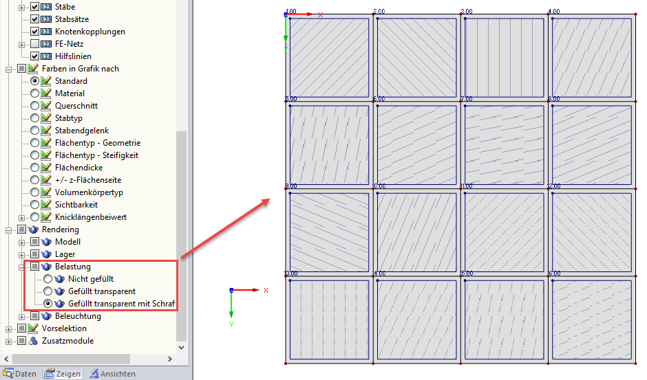 Schraffur für Flächenlasten darstellen