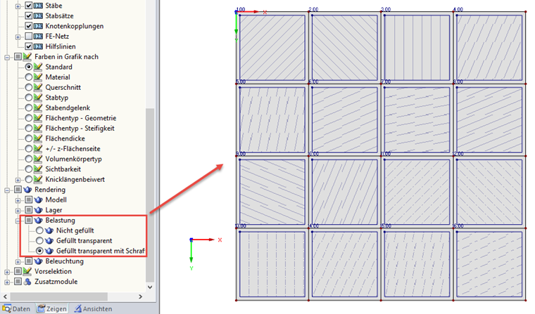 Schraffur für Flächenlasten darstellen