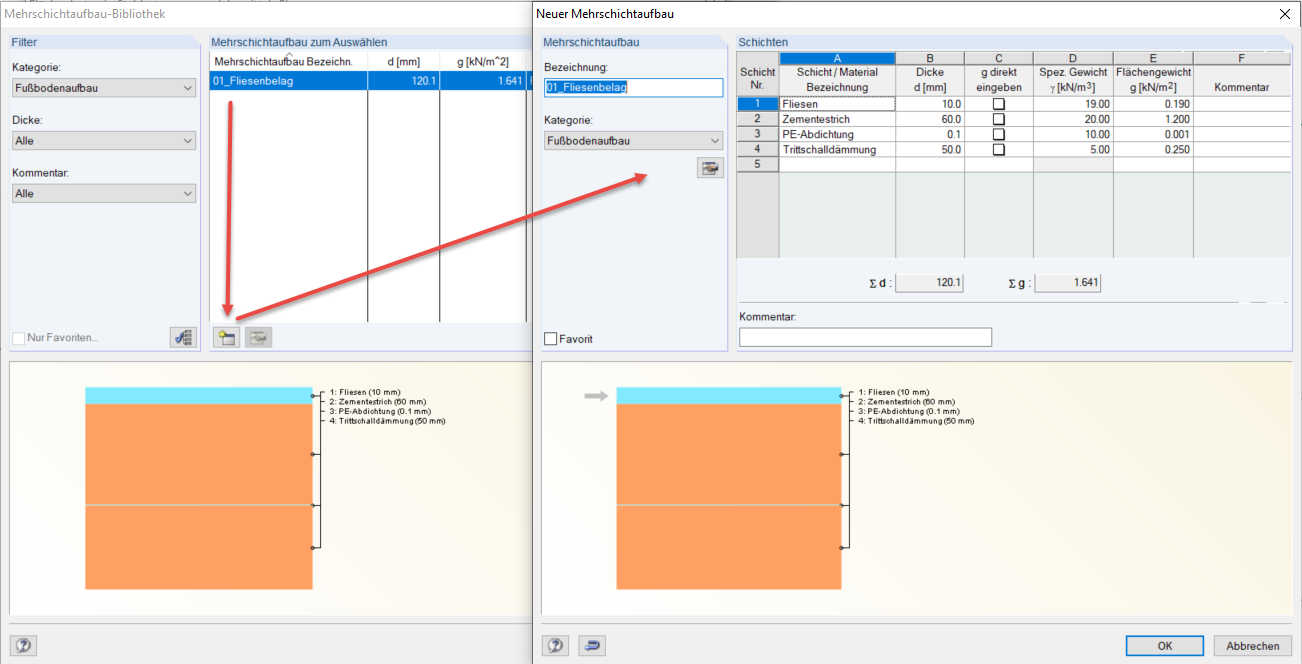 Neuen Mehrschichtaufbau anlegen