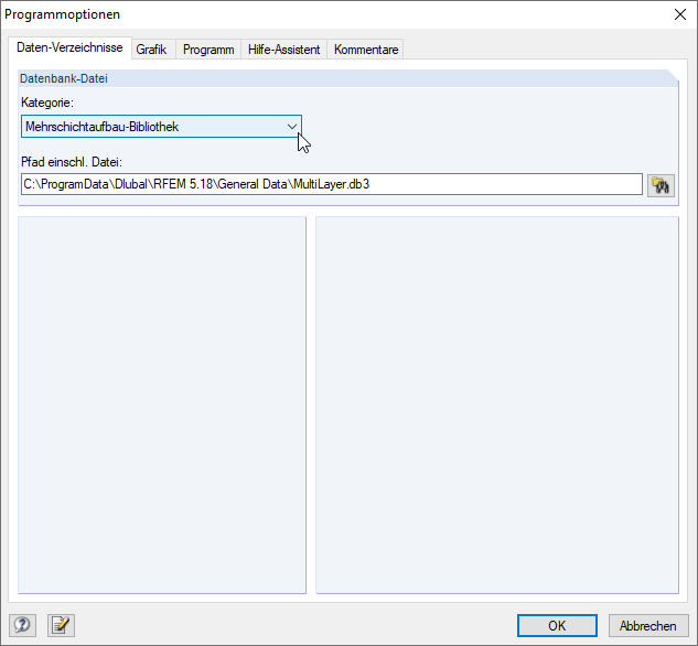Verzeichnis der Mehrschichtaufbau-Bibliothek