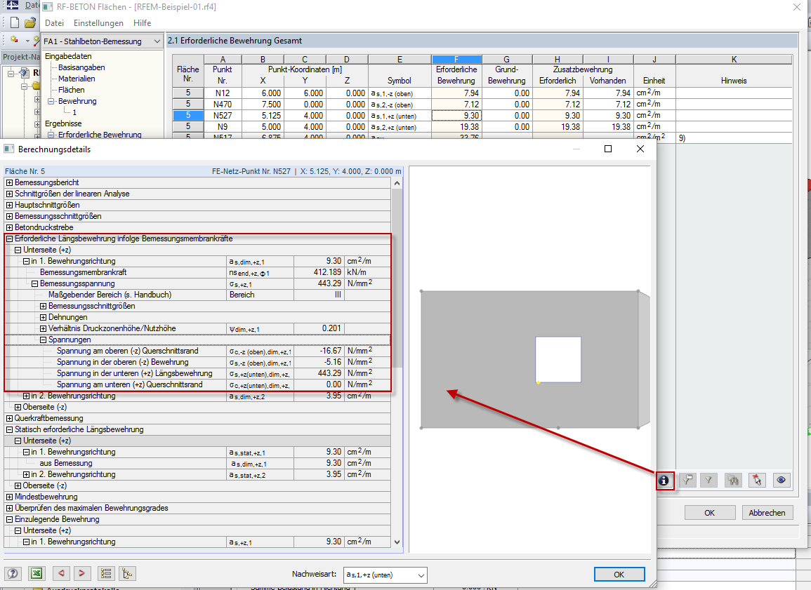 Bemessungsdetails anzeigen