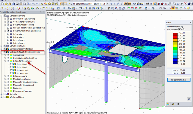 Stahlspannungen grafisch darstellen