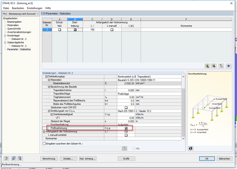 Profilverformung berücksichtigen
