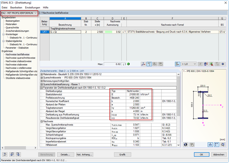 Drehfeder mit Berücksichtigung der Profilverformung