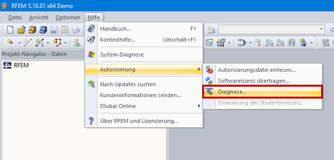 Diagnosedatei im Demomodus erstellen