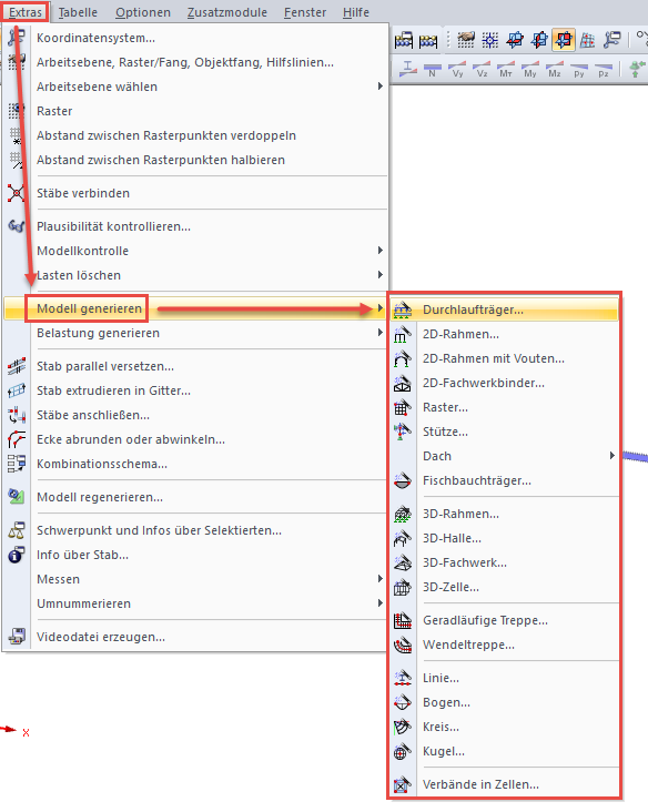 Modellgenerierer in RSTAB
