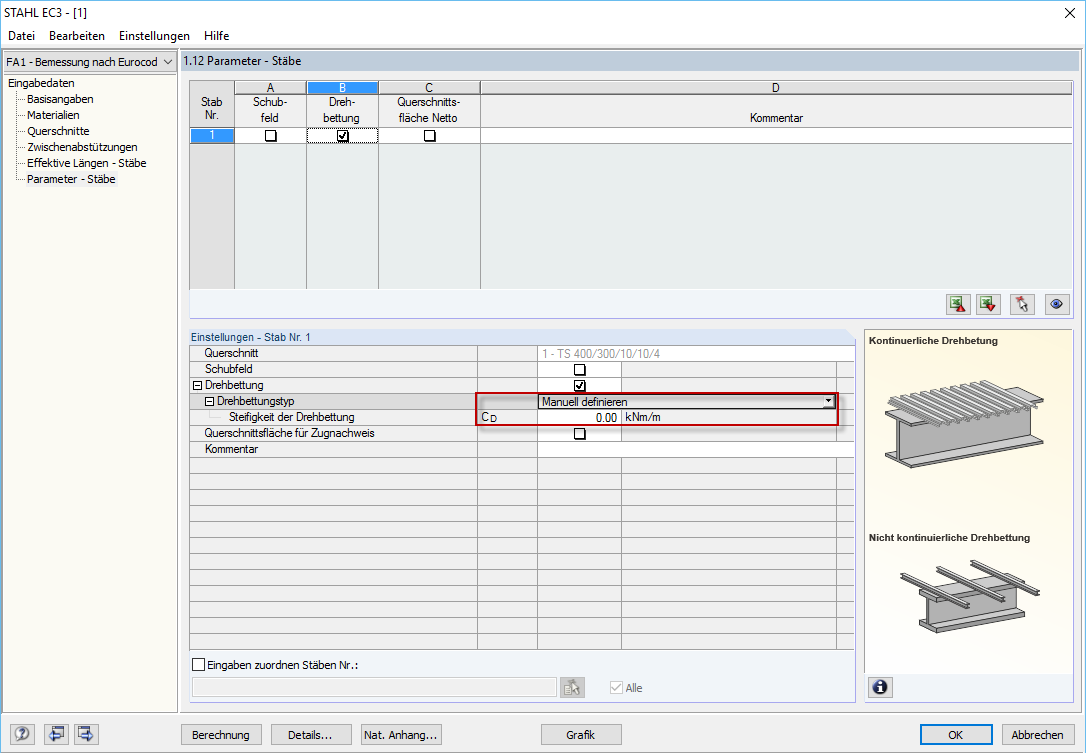 Drehbettung manuell definieren