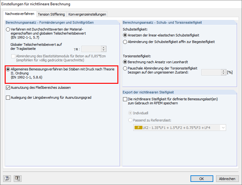 Allgemeines Bemessungsverfahren bei Stäben mit Druck nach Theorie II. Ordnung