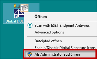 Kontextmenü-Option "Als Administrator ausführen"
