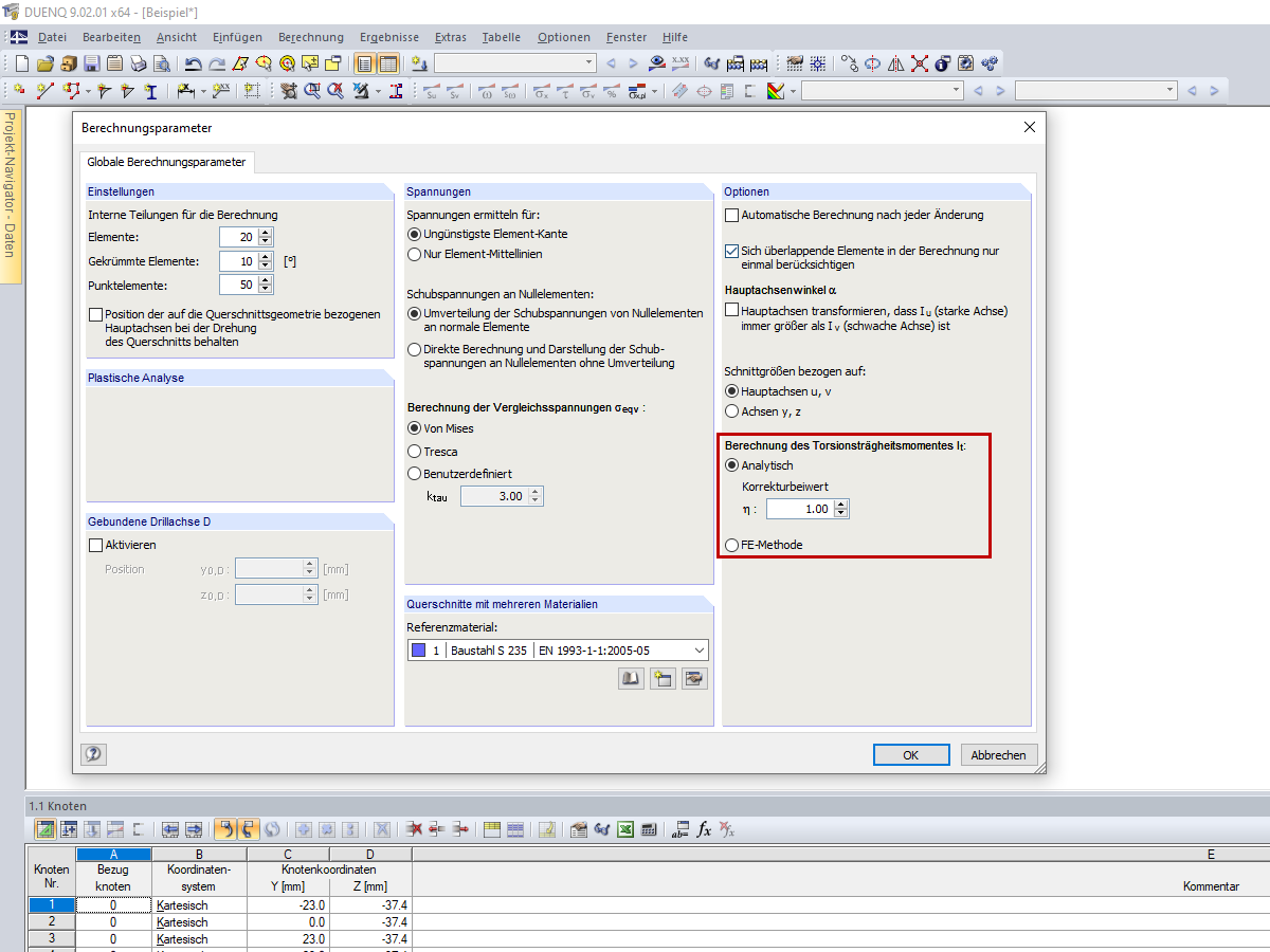 Berechnungsparameter