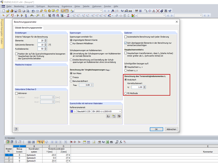 Berechnungsparameter