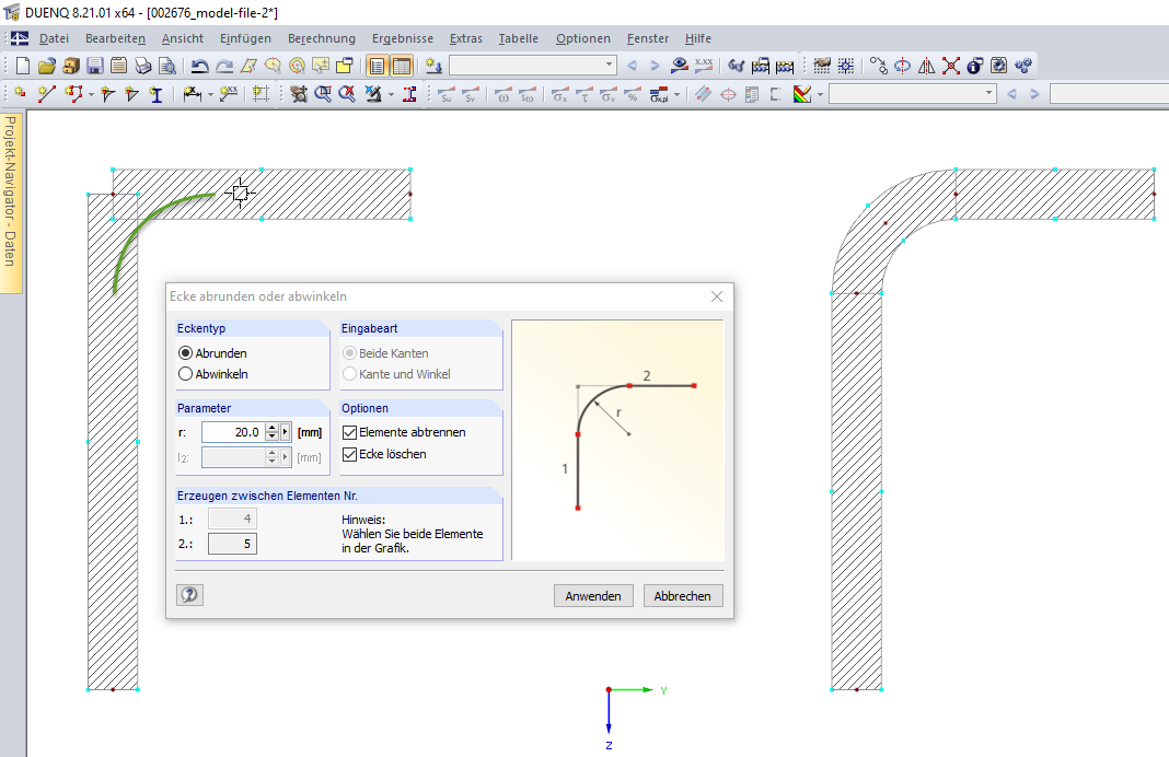 Ecke abrunden oder abwinkeln
