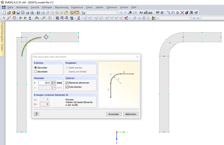Ecke abrunden oder abwinkeln
