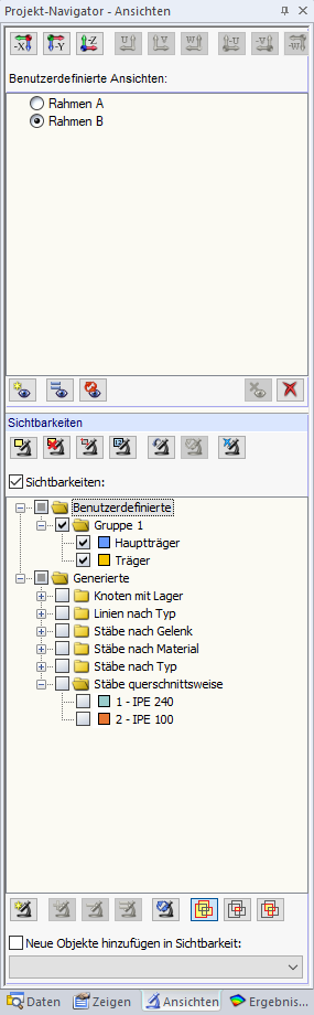 Projekt-Navigator - Ansichten