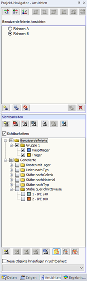 Projekt-Navigator - Ansichten