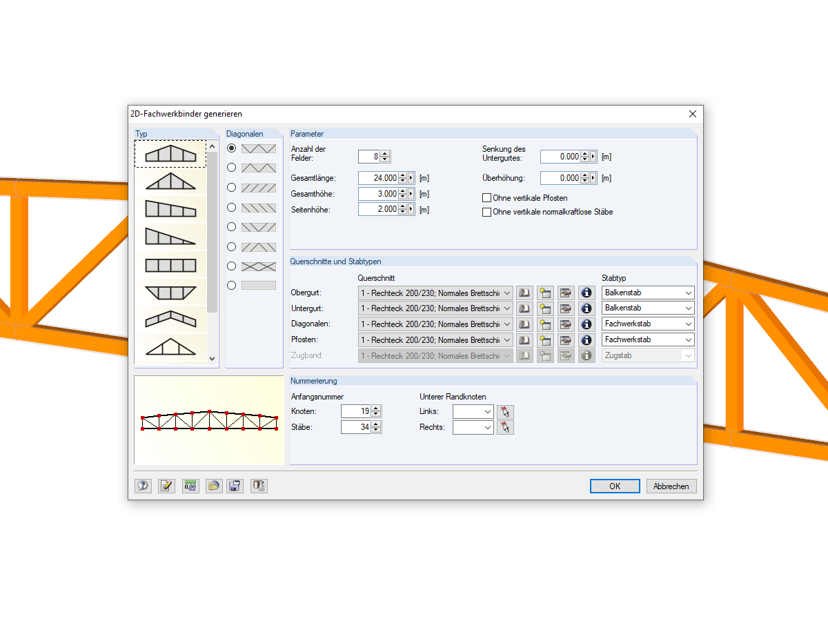 Fachwerkbinder generieren