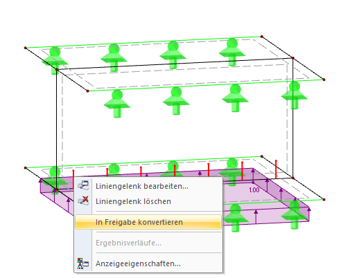 Liniengelenk in Freigabe konvertieren