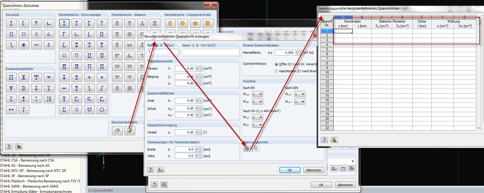 Benutzerdefinierten Querschnitt erstellen