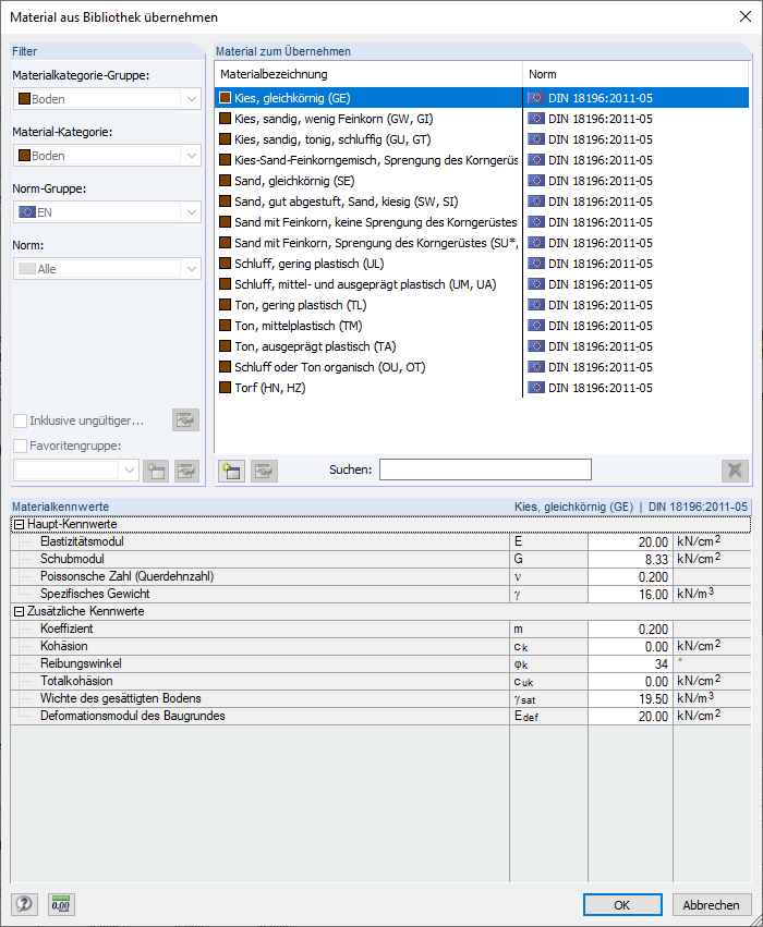 Materialbibliothek mit verschiedenen Böden