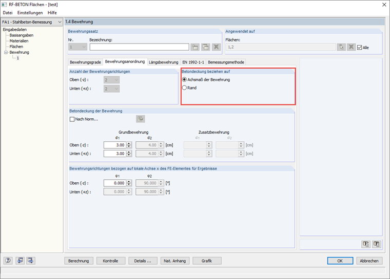 Bezug der Betondeckung