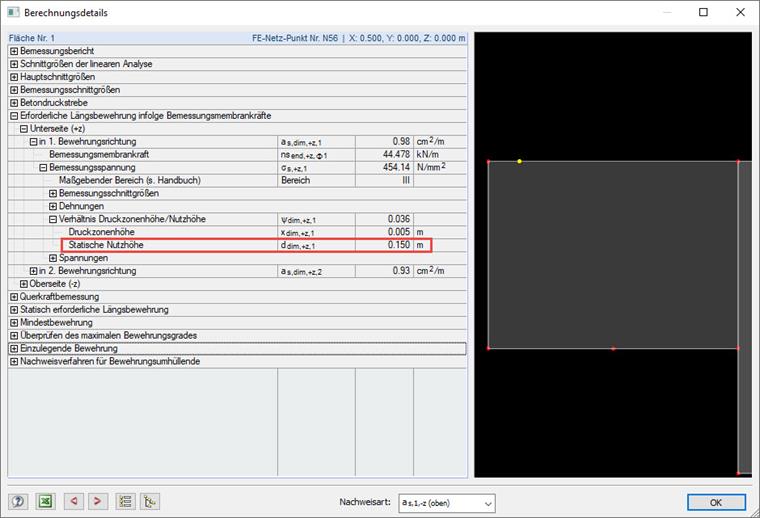 Statische Nutzhöhe bei Bezug auf Achsmaß