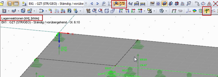 Anzeige Lagerreaktionen