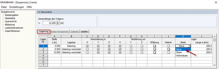 Vorhandene Steifen deaktivieren