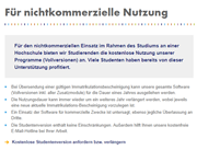 Voraussetzungen der Studentenversion