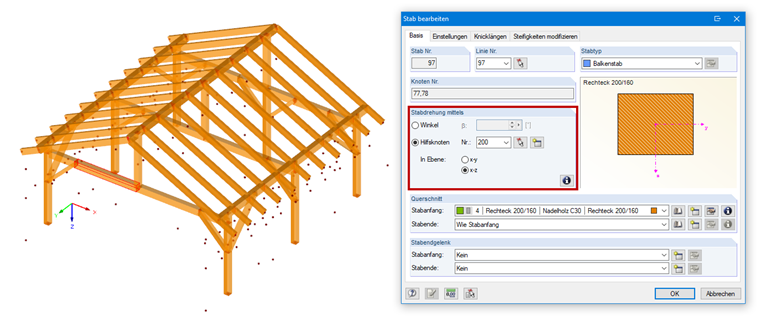 Definition der Stabdrehung in RSTAB und RFEM