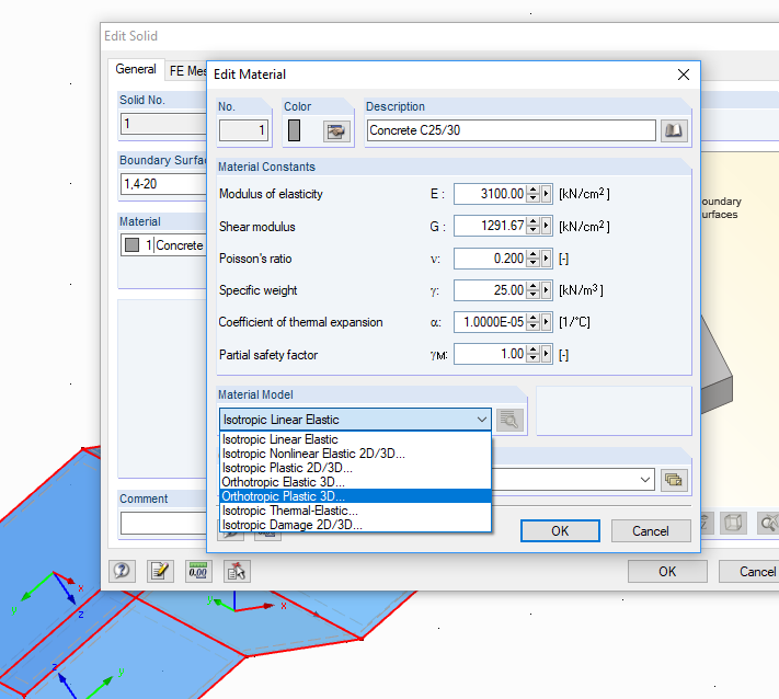 Materialmodell - Orthotrop - 3D