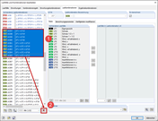 Lastfälle und Kombinationen bearbeiten: Selektieren der Lastkombinationen (1) und Löschen (2)
