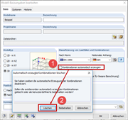 Modell-Basisangaben bearbeiten: Kontrollkästchen "Kombinationen automatisch erzeugen" deaktivieren (1) und Löschen (2)