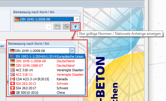 Anzeige von ungültigen Normen