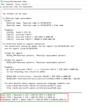 Mit Editor geöffnete Konvertierungstabelle