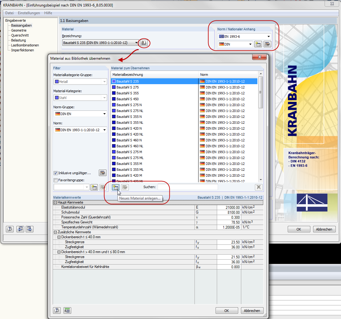 Neues Material anlegen