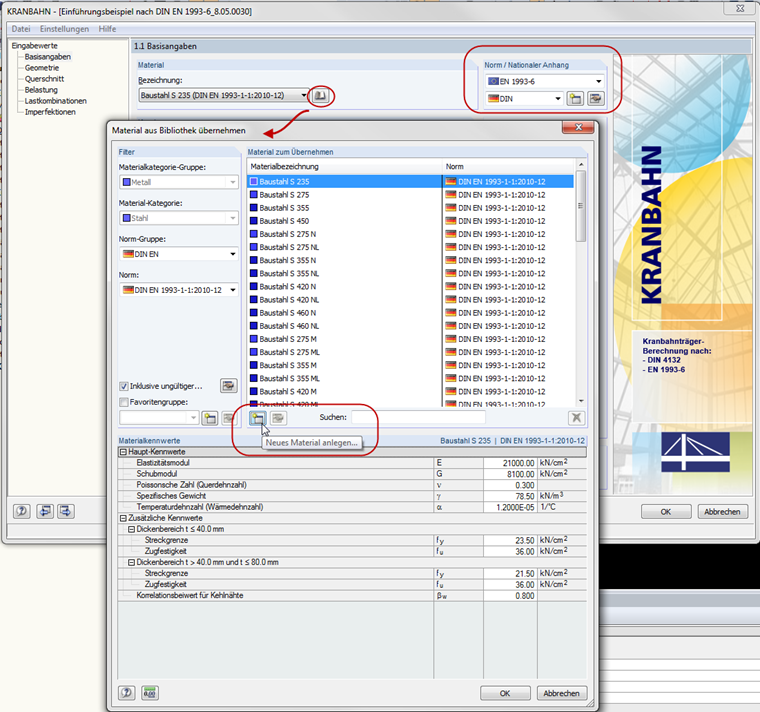 Neues Material anlegen