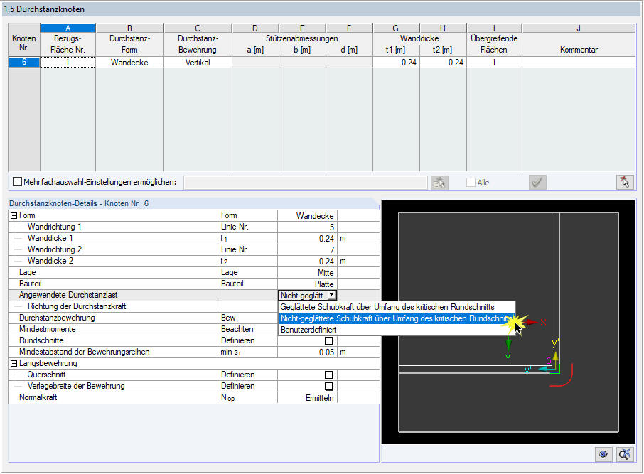Art der Ermittlung der angewendeten Durchstanzlast in RF-STANZ Pro